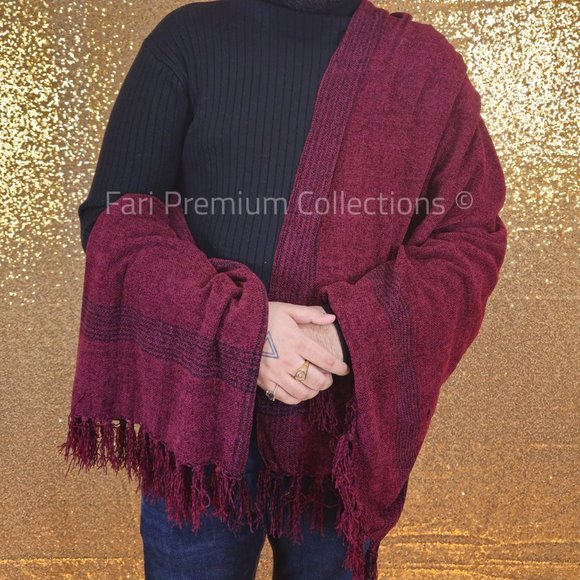 Soft Warm Wool Shawl Border Design Washable Pakistani Kashmiri Wrap Scarf Unisex - Picture 5 of 16